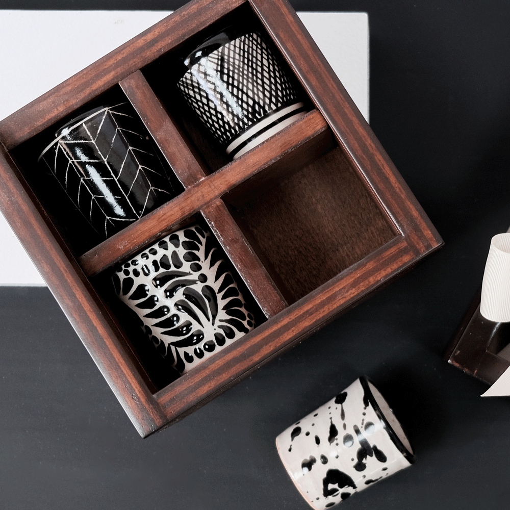 Kit de 4 Tequileros de Cerámica Talavera