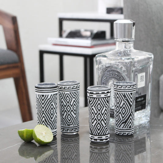 Kit de 4 Tequileros Arte Huichol
