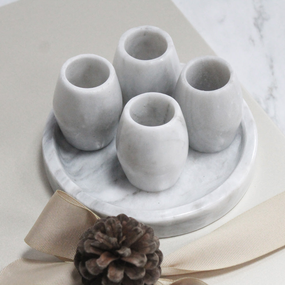 Kit de 4 mezcaleros de mármol