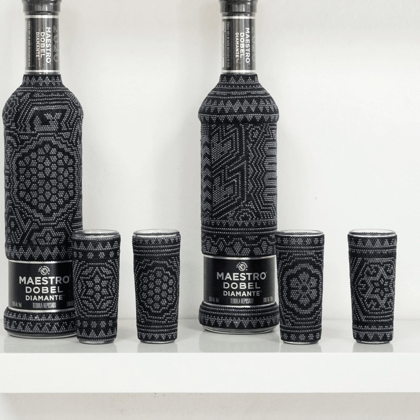 Kit de 4 Tequileros Arte Huichol